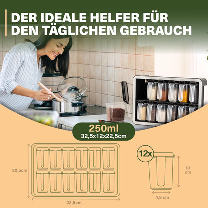 BLOCK Gewürzdosen-Set 12er mit Wandhalterung