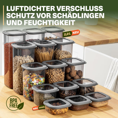 Viwares Vorratsdosen mit Deckel Luftdicht, 15er Vorratsbehälter Set BPA-Frei, Vorratsdose zur Müsli Mehl Aufbewahrung Küche, Praktische Organizer Küche, Frischhaltedosen für Lebensmittelaufbewahrung