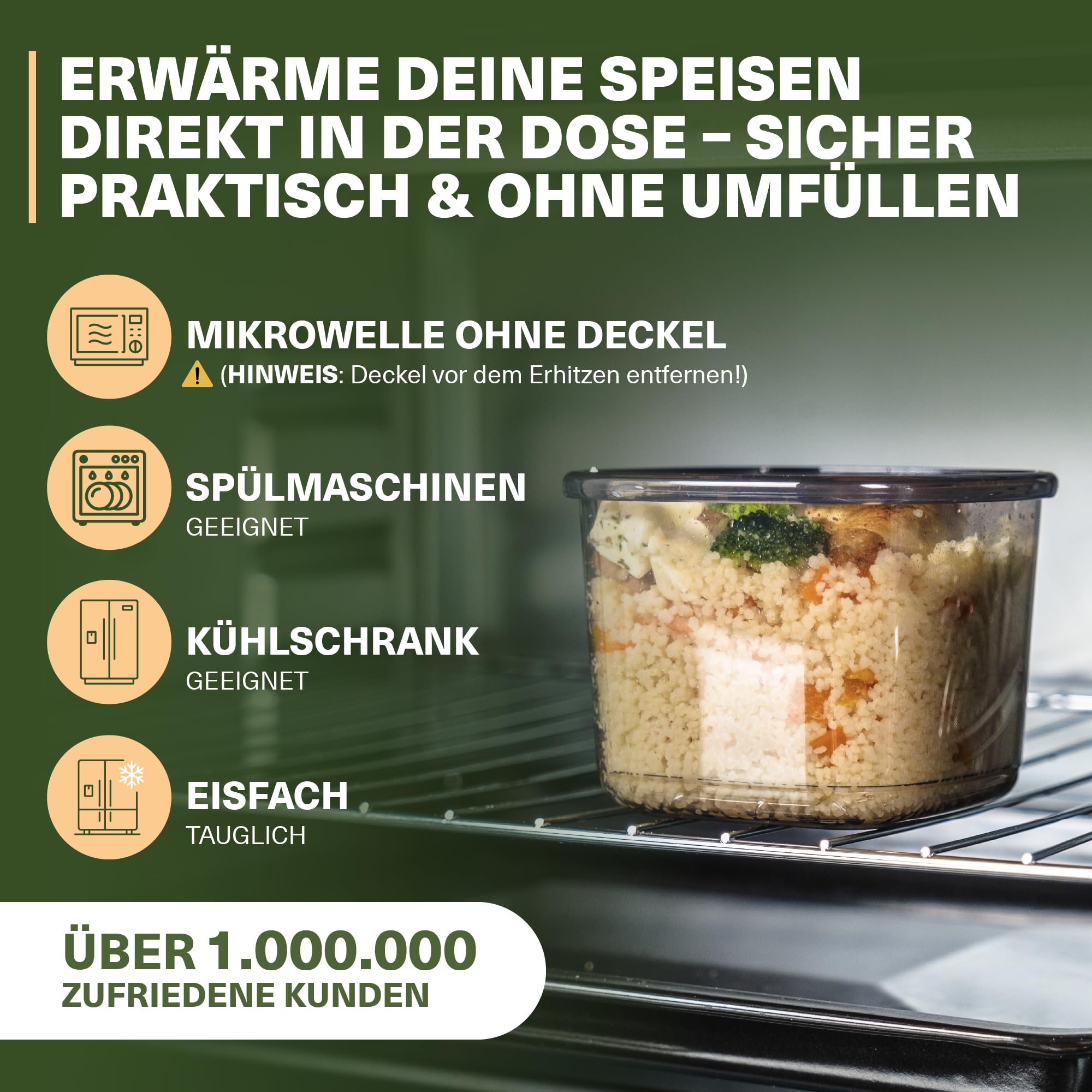 Viwares Vorratsdosen 6er-Set, 0,2L, Ideal für Spaghetti und luftdicht, Anthrazit - Serie PEGGY