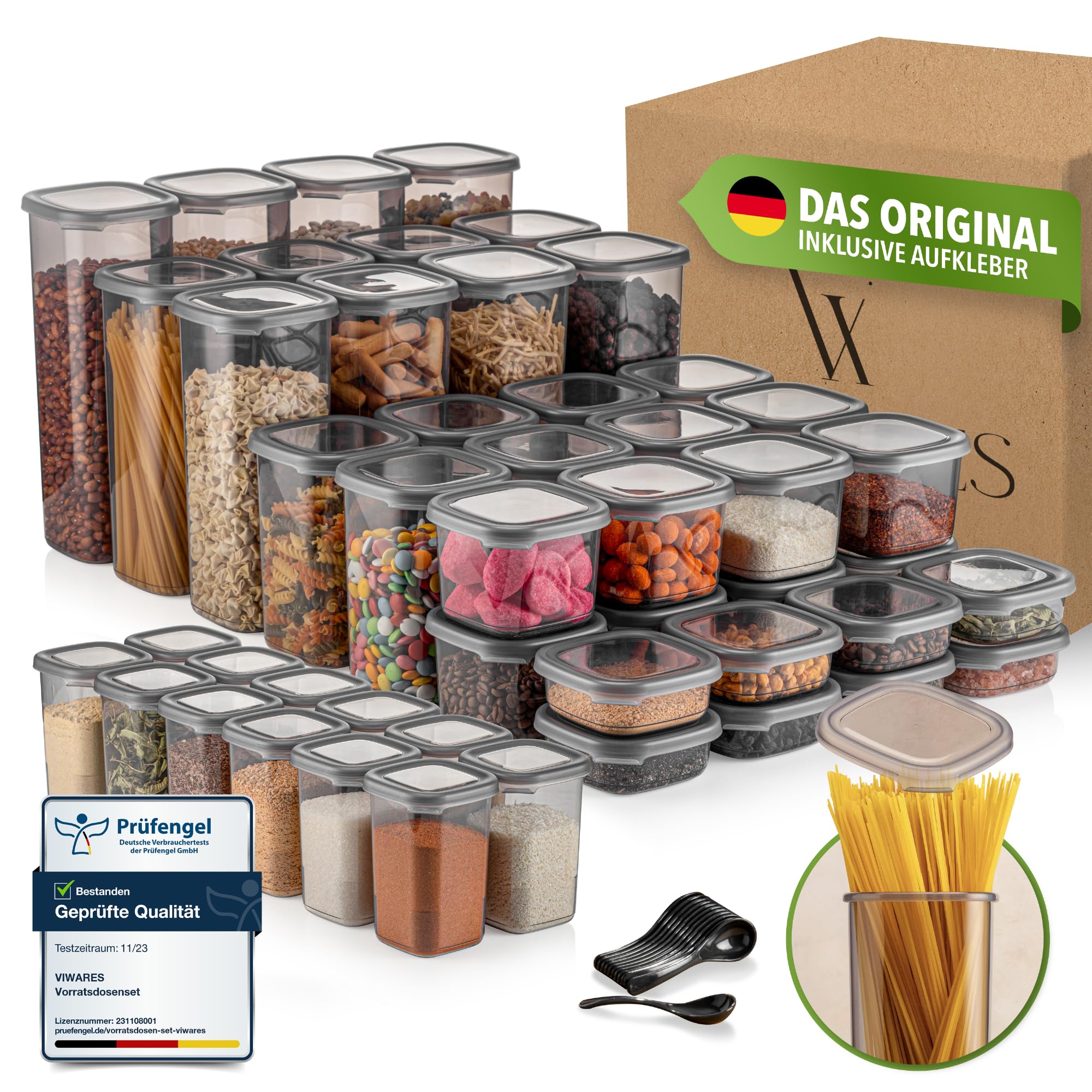 Viwares Vorratsdosen mit Deckel Luftdicht, 48er Vorratsbehälter Set BPA-Frei, Vorratsdose zur Müsli Mehl Aufbewahrung Küche, Praktische Organizer Küche, Frischhaltedosen für Lebensmittelaufbewahrung