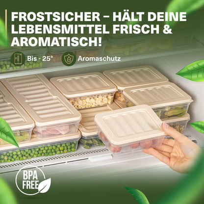 Viwares Stapelbare Frischhaltedosen 10er Set  - Perfekt für den Gefrierschrank - Beige