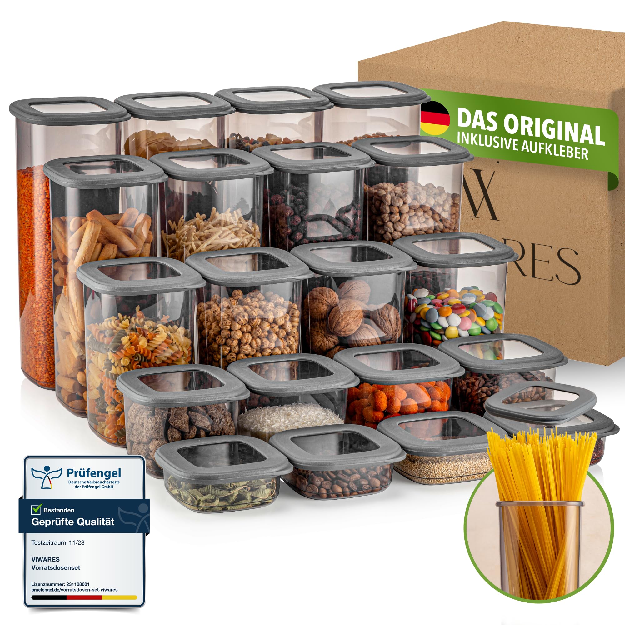 Viwares Vorratsdosen mit Deckel Luftdicht, 20er Vorratsbehälter Set BPA-Frei, Vorratsdose zur Müsli Mehl Aufbewahrung Küche, Praktische Organizer Küche, Frischhaltedosen für Lebensmittelaufbewahrung