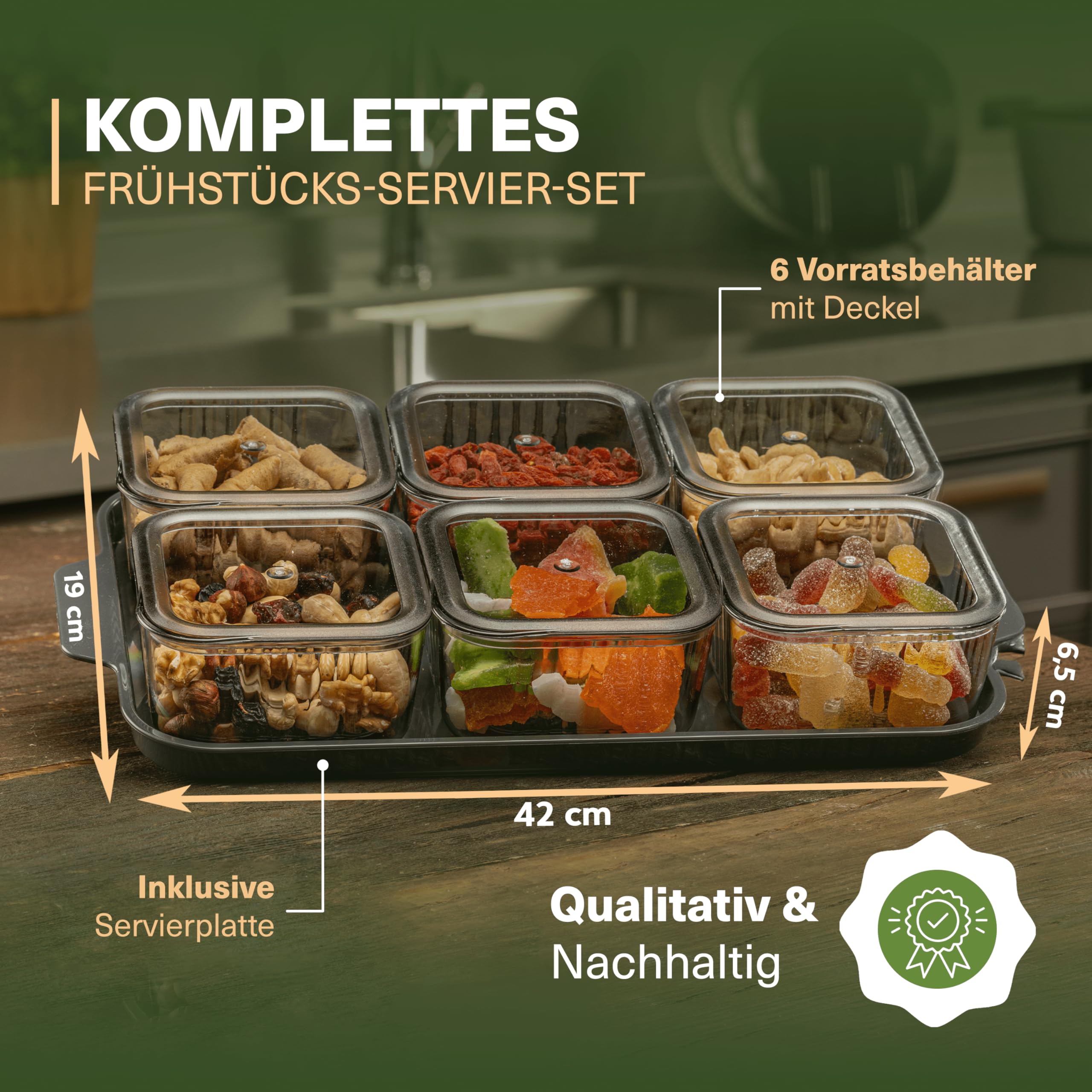 Viwares Servierschalen-Set 7-teilig mit Tablett Rechteckig und Quadratisch