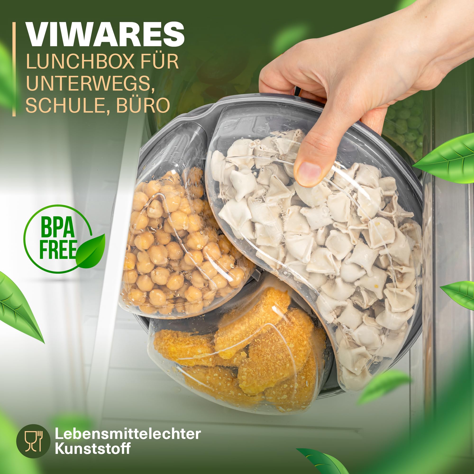 Viwares Frischhaltedosen-Set 6er mit Fächern – Meal Prep und Lunchboxen Rund