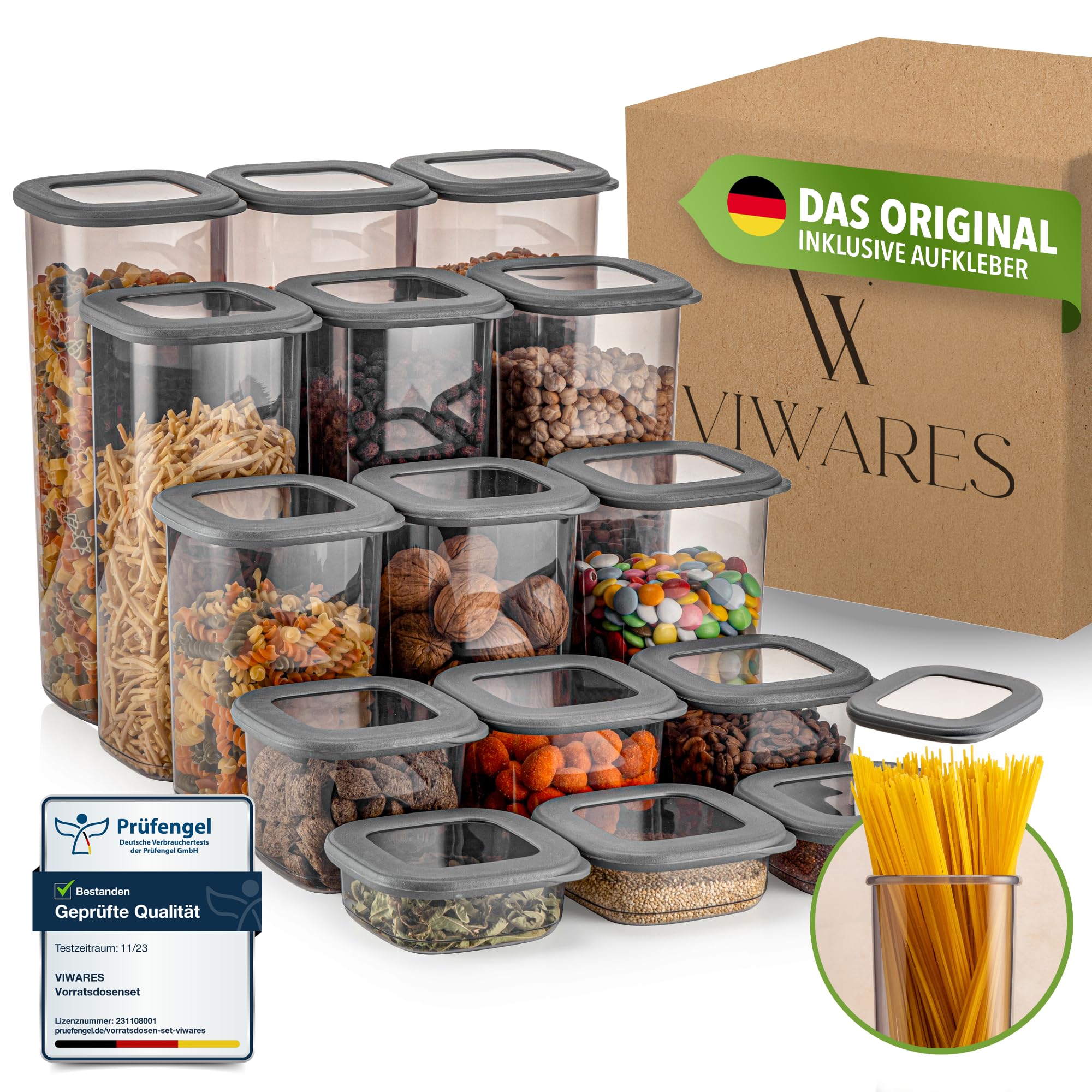 Viwares Vorratsdosen mit Deckel Luftdicht, 15er Vorratsbehälter Set BPA-Frei, Vorratsdose zur Müsli Mehl Aufbewahrung Küche, Praktische Organizer Küche, Frischhaltedosen für Lebensmittelaufbewahrung