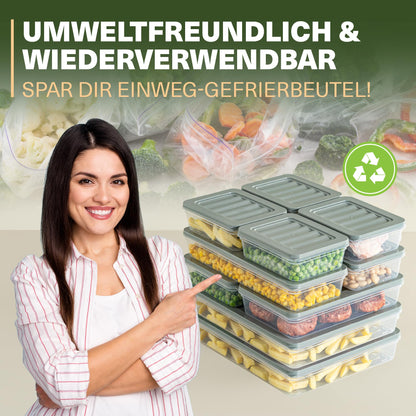 Viwares Stapelbare Frischhaltedosen 10er Set  - Perfekt für den Gefrierschrank - Grau