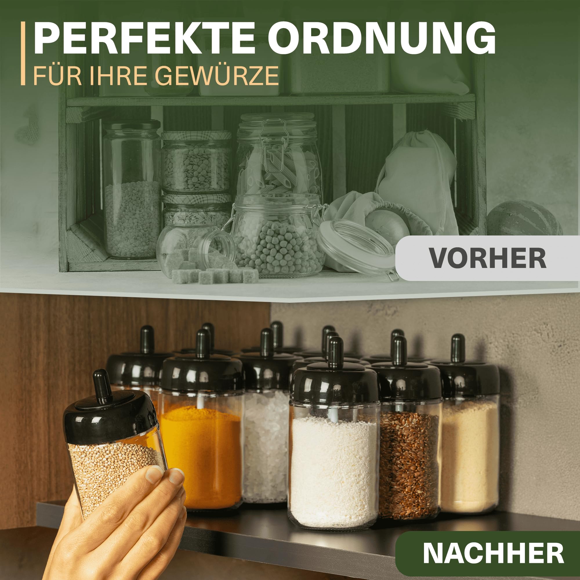 Viwares Gewürzgläser-Set mit Löffel mit Löffel Groß