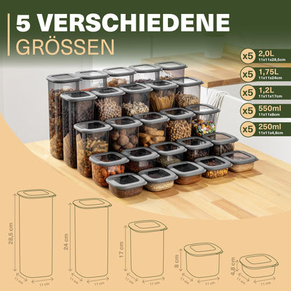 Viwares Vorratsdosen mit Deckel Luftdicht, 25er Vorratsbehälter Set BPA-Frei, Vorratsdose zur Müsli Mehl Aufbewahrung Küche, Praktische Organizer Küche, Frischhaltedosen für Lebensmittelaufbewahrung