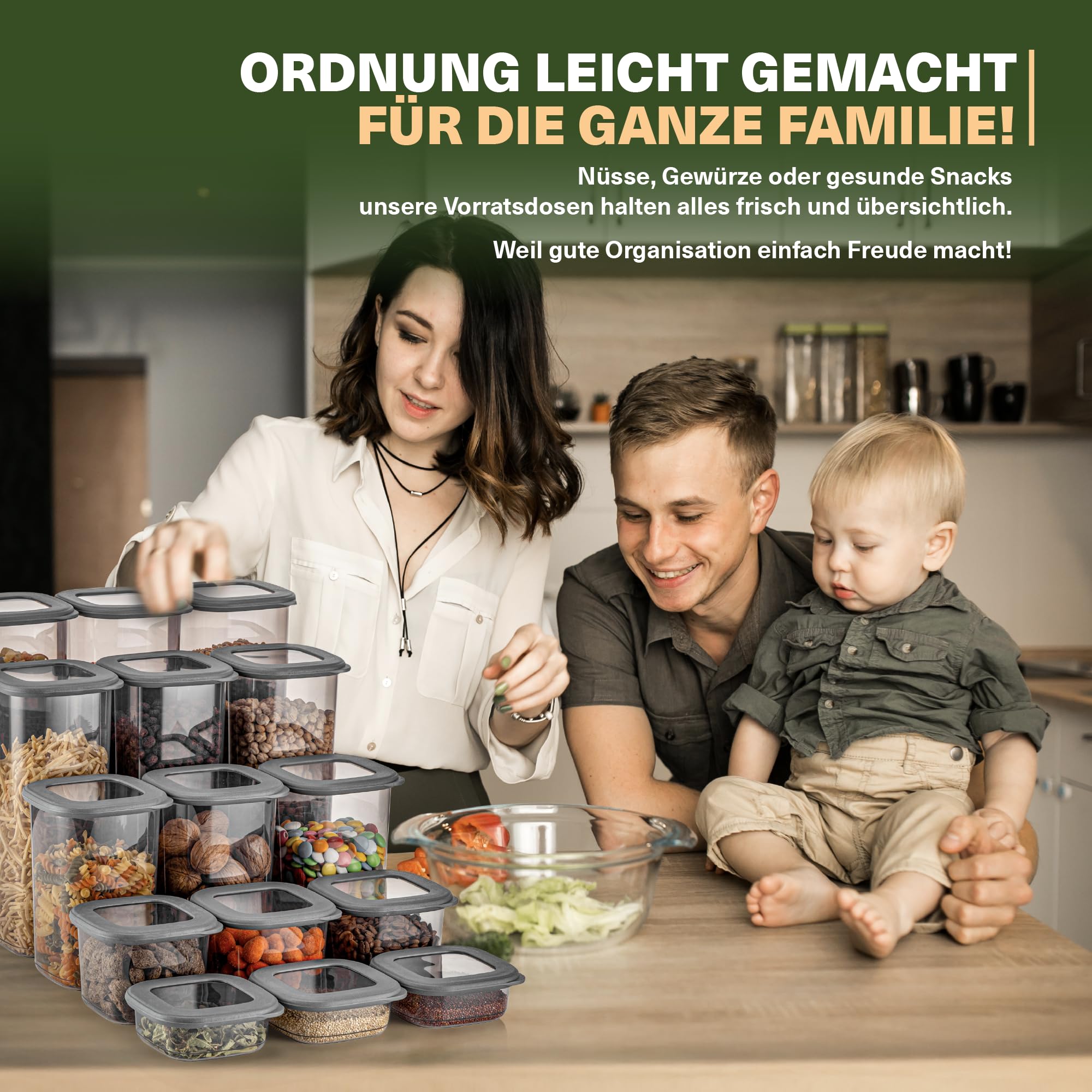 Viwares Vorratsdosen mit Deckel Luftdicht, 12er Vorratsbehälter Set BPA-Frei, Vorratsdose zur Müsli Mehl Aufbewahrung Küche, Praktische Organizer Küche, Frischhaltedosen für Lebensmittelaufbewahrung