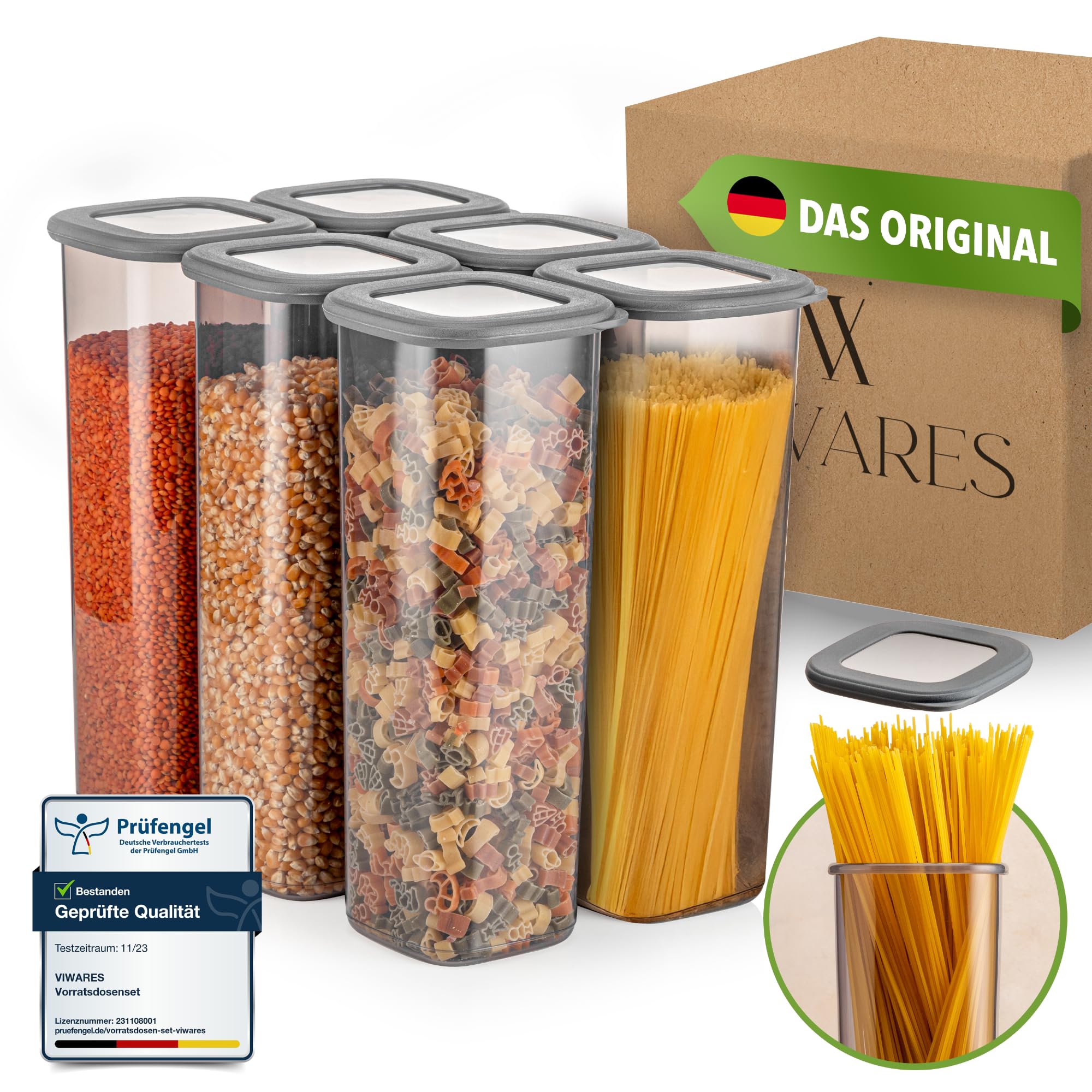 Viwares Vorratsdosen mit Deckel Luftdicht, 6er Vorratsbehälter Set BPA-Frei, Vorratsdose zur Müsli Mehl Aufbewahrung Küche, Praktische Organizer Küche, Frischhaltedosen für Lebensmittelaufbewahrung