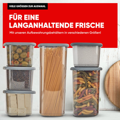 Viwares Vorratsdosen 6er-Set, 0,55L, luftdicht und stapelbar, Anthrazit - Serie FOLY