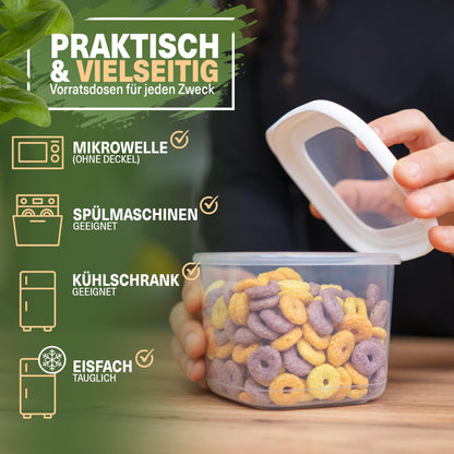 Viwares Vorratsdosen 12er-Set, luftdicht und stapelbar, verschiedene Größen, Weiß - Serie FOLY