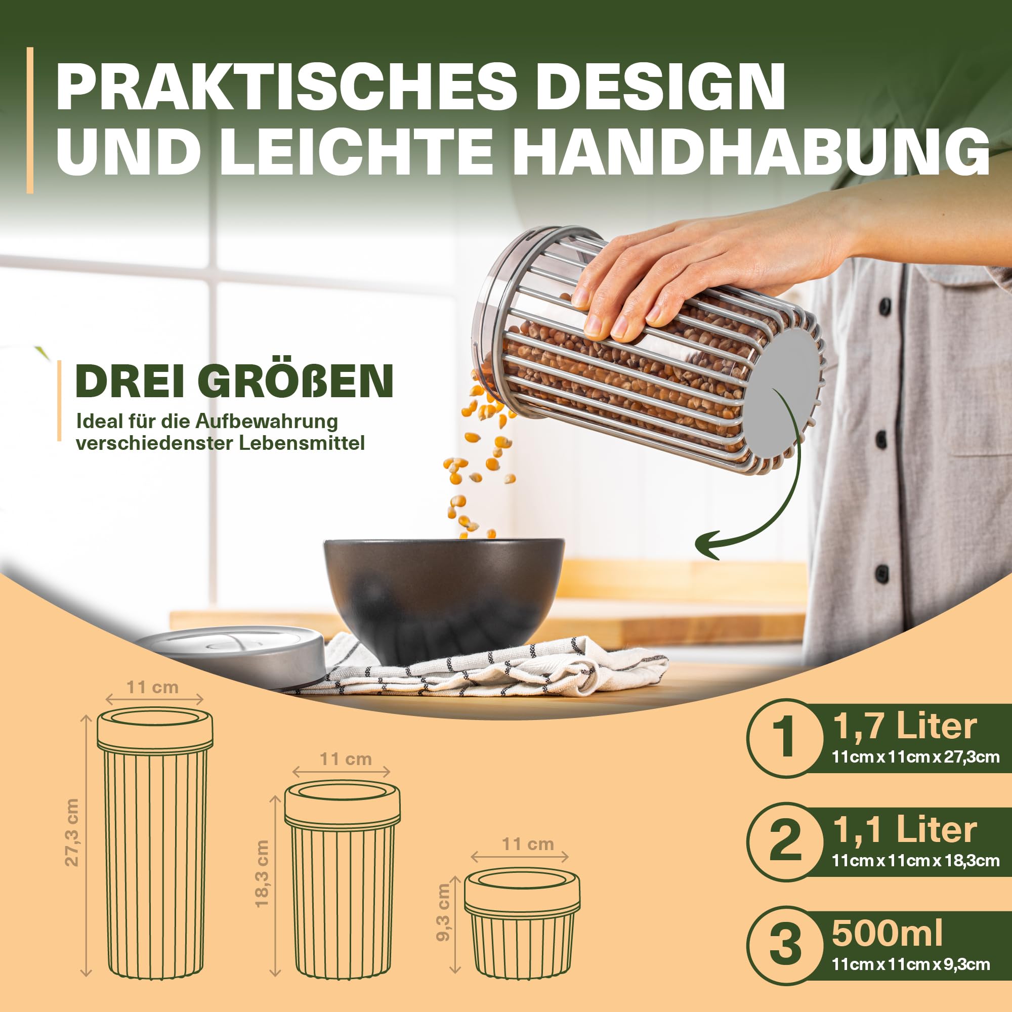 Viwares Vorratsdosen mit Dreh-Deckel - 9er Set