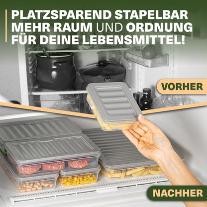 Viwares Stapelbare Frischhaltedosen 10er Set  - Perfekt für den Gefrierschrank - Grau