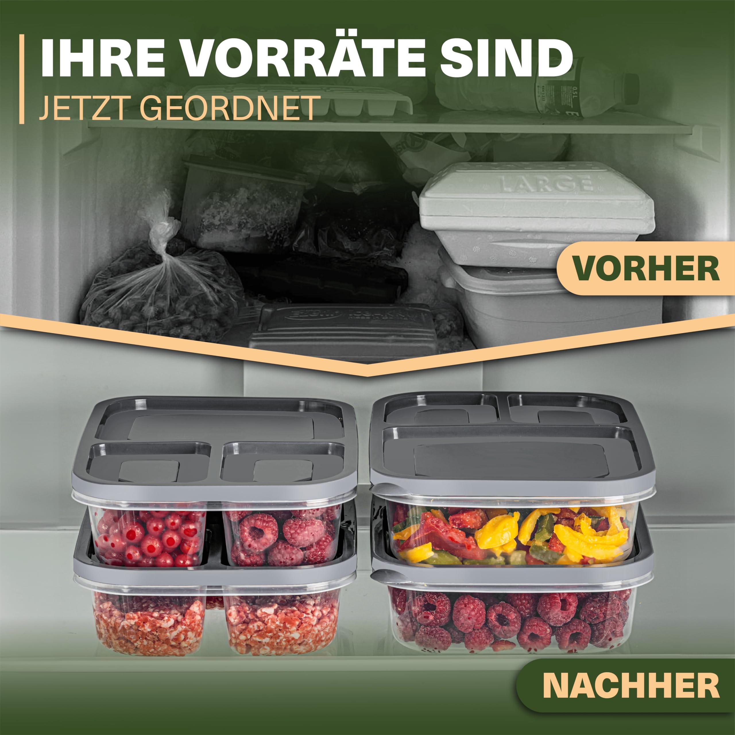 Viwares Frischhaltedosen-Set 6er mit Fächern – Meal Prep und Lunchboxen eckig