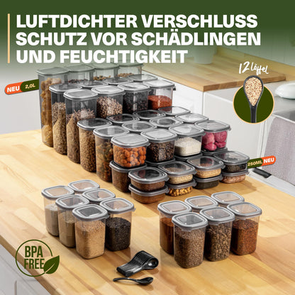 Viwares Vorratsdosen mit Deckel Luftdicht, 48er Vorratsbehälter Set BPA-Frei, Vorratsdose zur Müsli Mehl Aufbewahrung Küche, Praktische Organizer Küche, Frischhaltedosen für Lebensmittelaufbewahrung