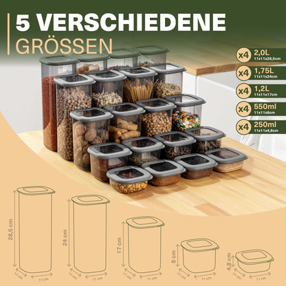 Viwares Vorratsdosen mit Deckel Luftdicht, 20er Vorratsbehälter Set BPA-Frei, Vorratsdose zur Müsli Mehl Aufbewahrung Küche, Praktische Organizer Küche, Frischhaltedosen für Lebensmittelaufbewahrung