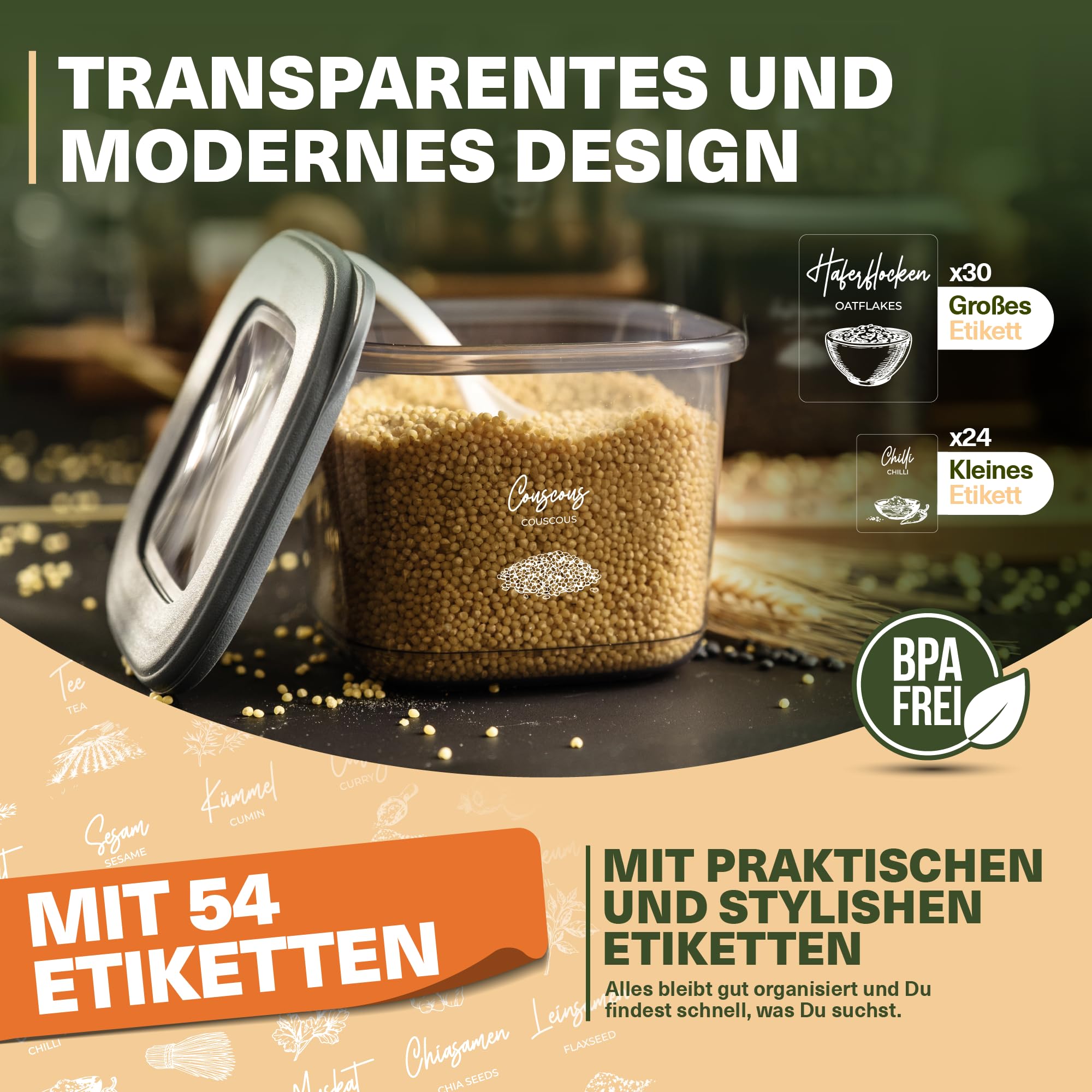 Viwares Vorratsdosen mit Deckel Luftdicht, 42er Vorratsbehälter Set BPA-Frei, Vorratsdose zur Müsli Mehl Aufbewahrung Küche, Praktische Organizer Küche, Frischhaltedosen für Lebensmittelaufbewahrung