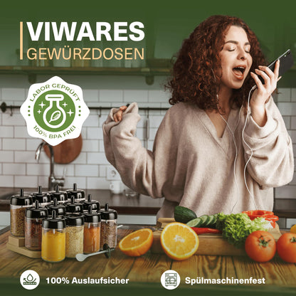 Viwares Gewürzgläser-Set mit Löffel mit Löffel Groß