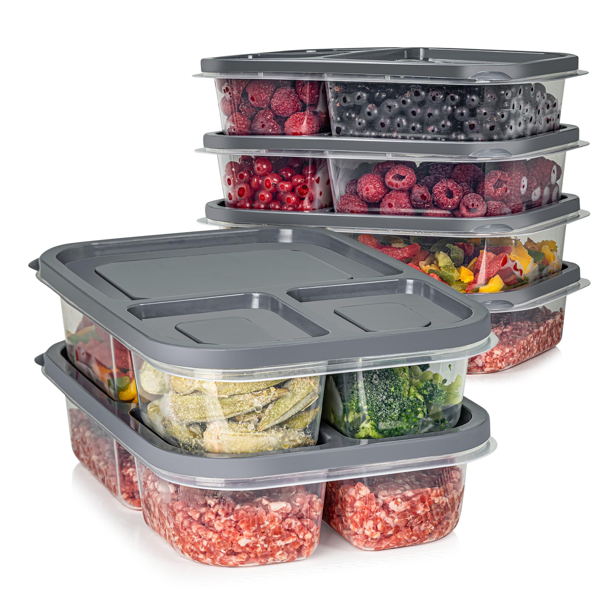 Prepp Und Viwares Frischhaltedosen-Set 6er mit Fächern – Meal Prep und Lunchboxe