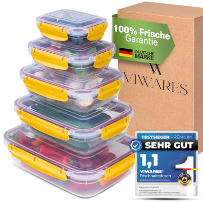 Viwares Frischhaltedosen 5er-Set Lock&fresh in Gelb – verschiedene Größen