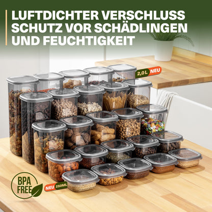 Viwares Vorratsdosen mit Deckel Luftdicht, 25er Vorratsbehälter Set BPA-Frei, Vorratsdose zur Müsli Mehl Aufbewahrung Küche, Praktische Organizer Küche, Frischhaltedosen für Lebensmittelaufbewahrung