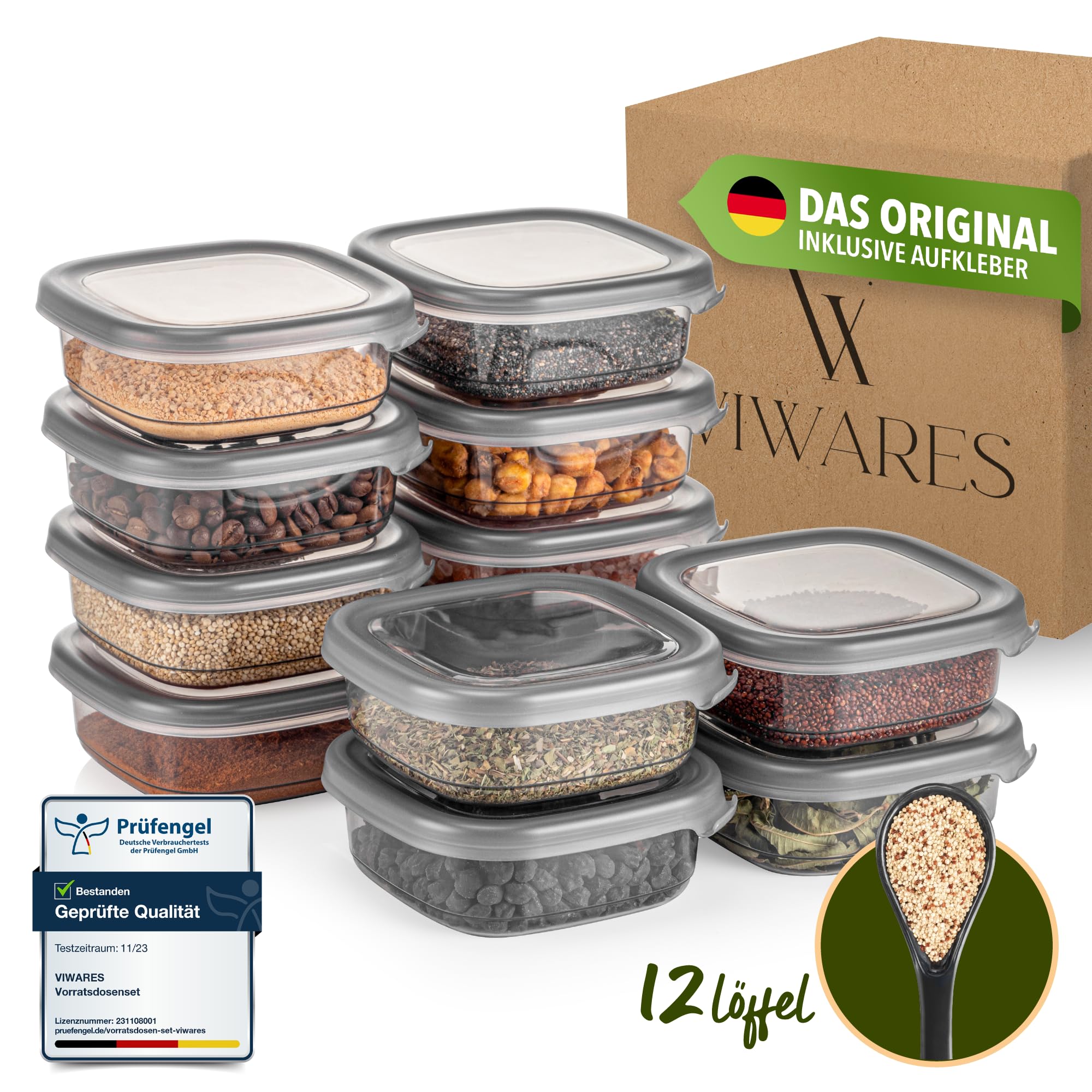 Viwares Vorratsdosen mit Deckel Luftdicht, 12er Vorratsbehälter Set BPA-Frei, Vorratsdose zur Müsli Mehl Aufbewahrung Küche, Praktische Organizer Küche, Frischhaltedosen für Lebensmittelaufbewahrung