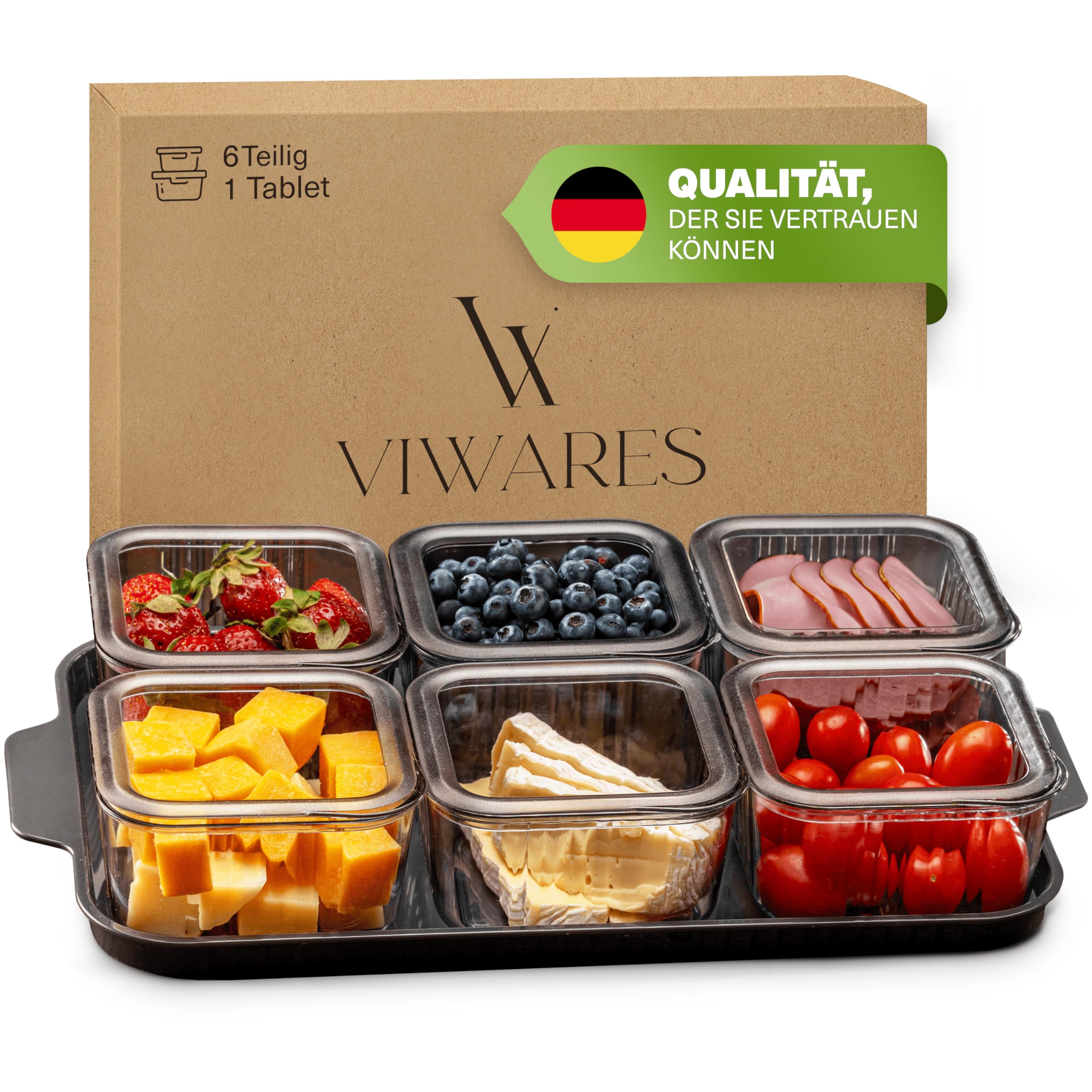 Viwares Servierschalen-Set 7-teilig mit Tablett Rechteckig und Quadratisch