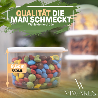 Viwares Vorratsdosen-Set 12er Weiß SERIE FOLY 0,55L