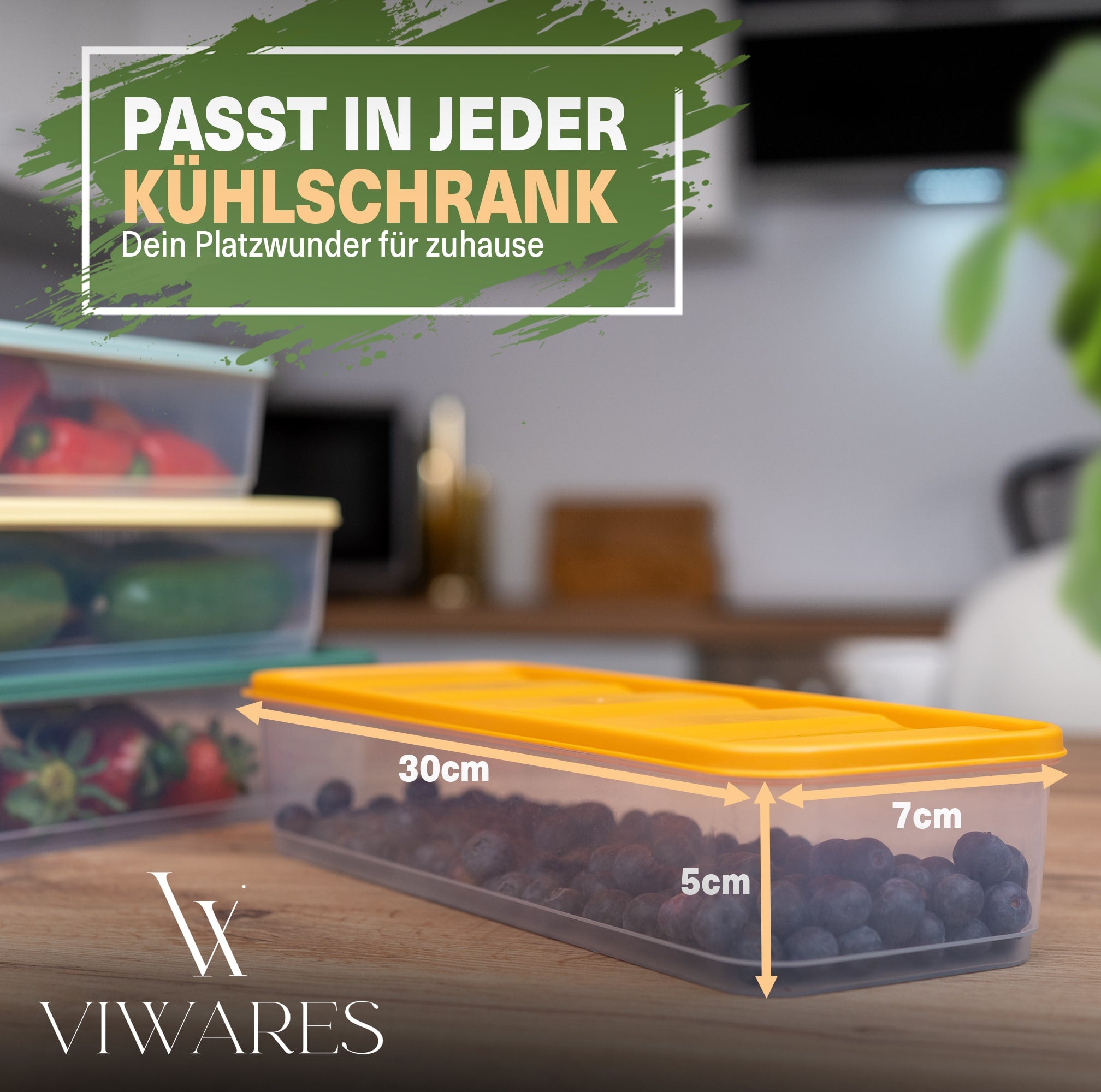 Viwares Kühlschrank-Frischhaltedosen 4er Set Anthrazit mit Deckel