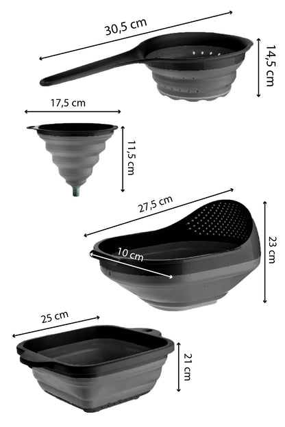 Viwares 4er Set Faltbares Sieb, Trichter, Reissieb, Spülschüssel
