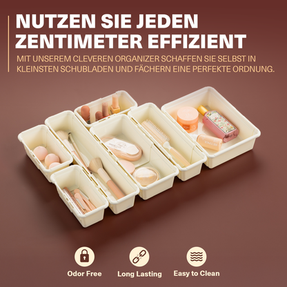 Minimax Creme 7-teiliges Organizer Set – verstellbare Schubladenboxen