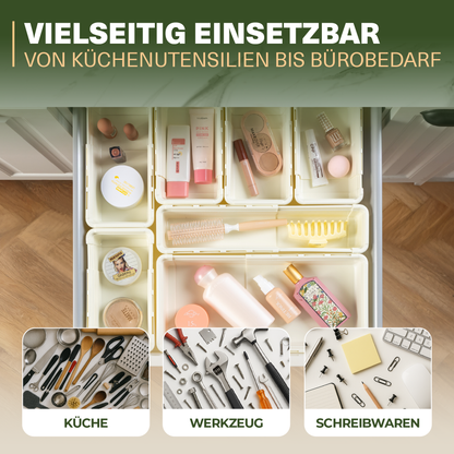 Minimax Creme 7-teiliges Organizer Set – verstellbare Schubladenboxen