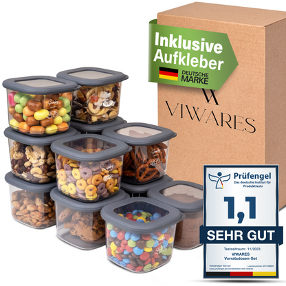 Viwares Vorratsdosen-Set 12er Anthrazit SERIE FOLY 0,55L