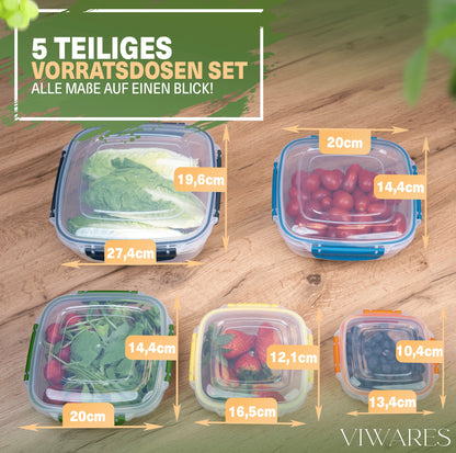 Viwares Frischhaltedosen-Set 5-teilig mit Lock&fresh Technologie