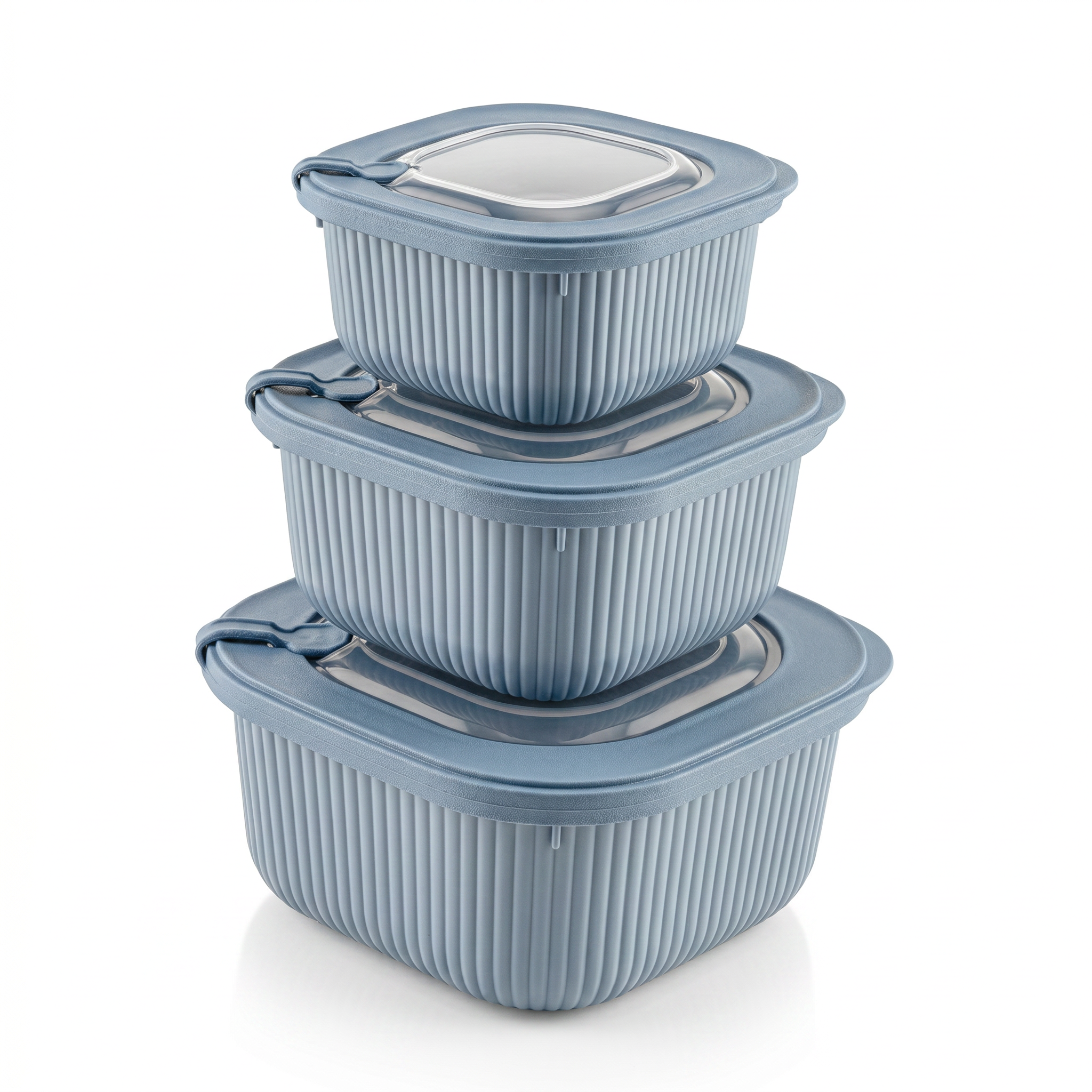 LINE Frischhaltedosen 6er-Set Blau mit transparentem Ventildeckel