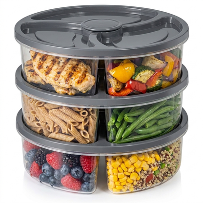 Meal-Prep-Set 6er mit Fächern – Anthrazit